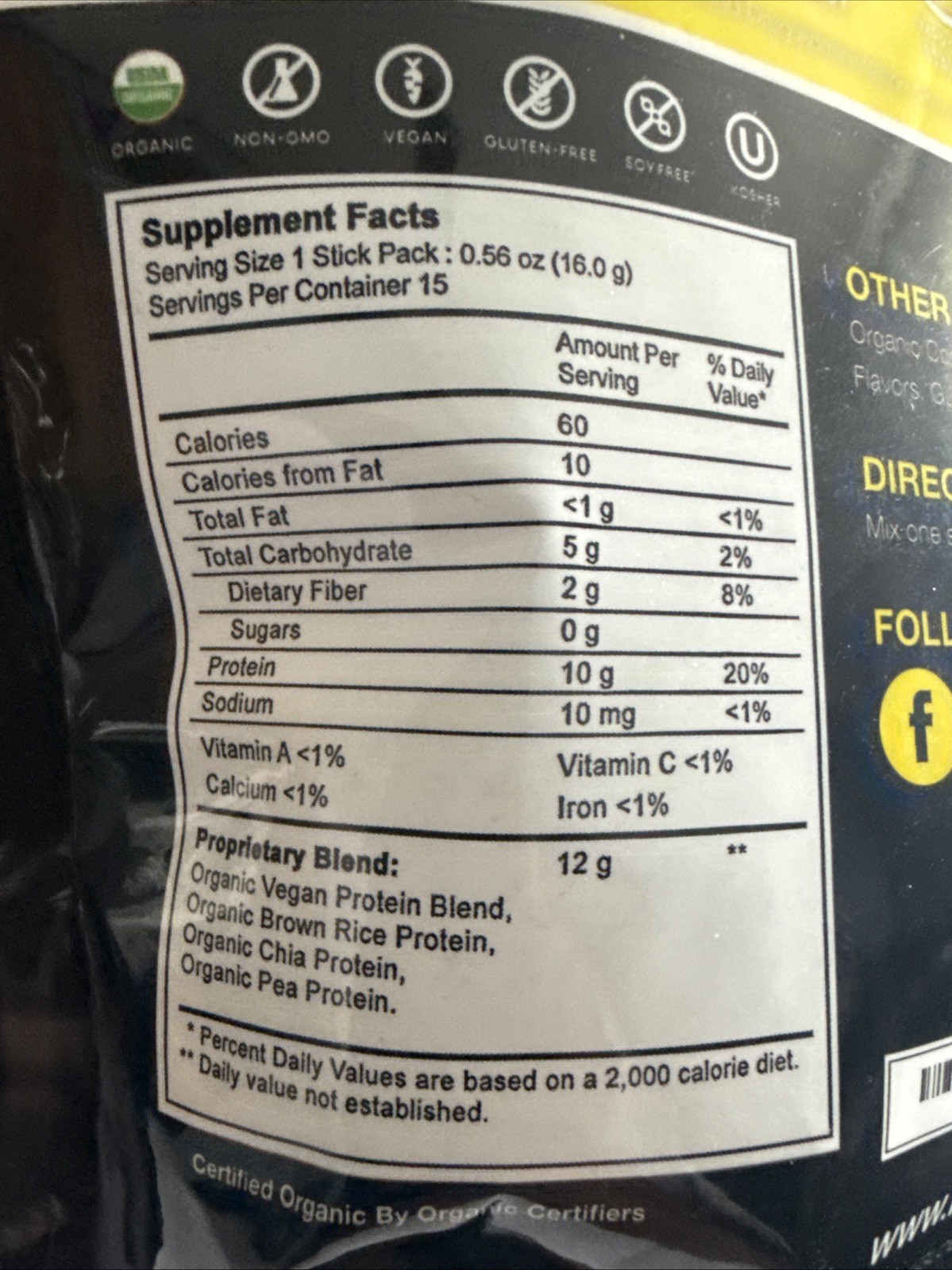 Fitteam Lean Protein Meal Replacement Sugar Free Organic Vegan Protein 15 Sticks
