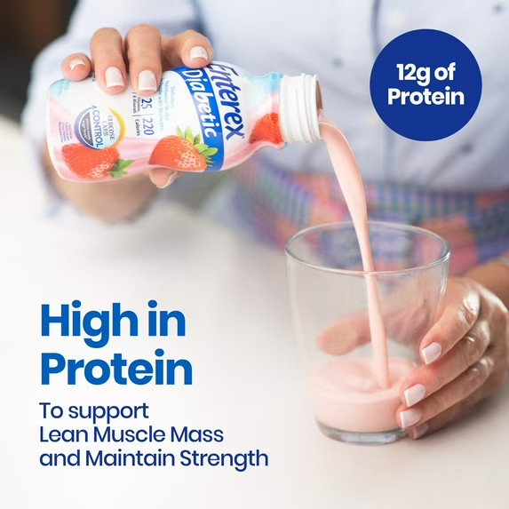 Enterex Diabetic Nutritional Meal Replacement Shake, ,Strawberry ,8 fl oz, 6Pack