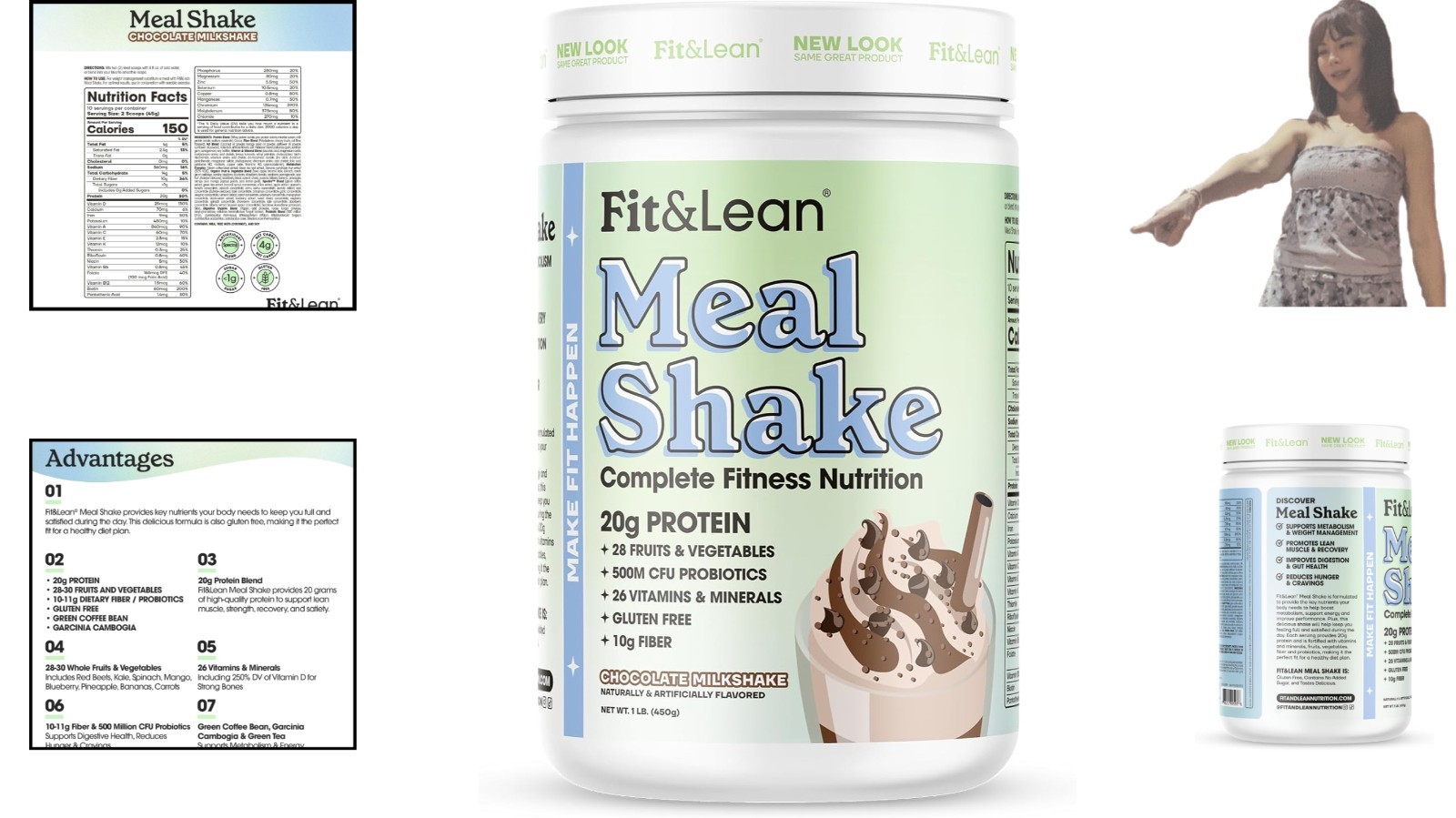 All-Natural Meal Replacement Shake: High Fiber, Probiotics, 10 Servings, 16oz