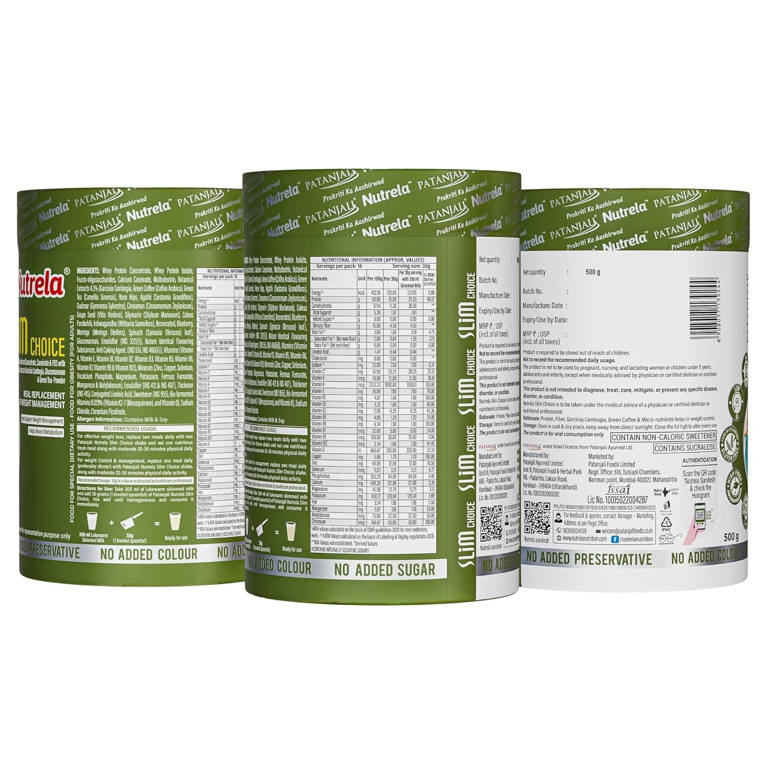 2 X 500 gm Nutrela Slim Choice Meal Replacement Protein Shake for Weight Loss