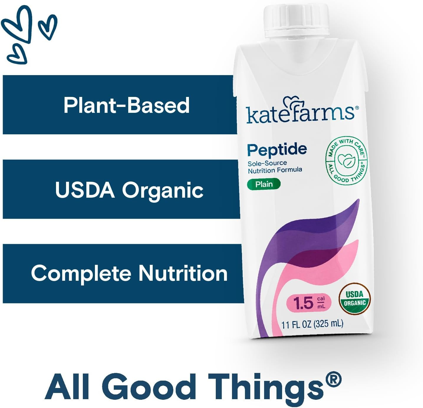 Organic Adult Peptide 1.5 Formula, Plain, Sole-Source, Hydrolyzed Plant-Based Nu