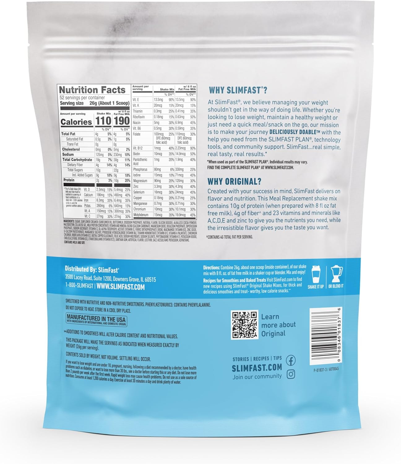 Meal Replacement Powder, Original Rich Chocolate Royale, Weight Loss Shake Mix,