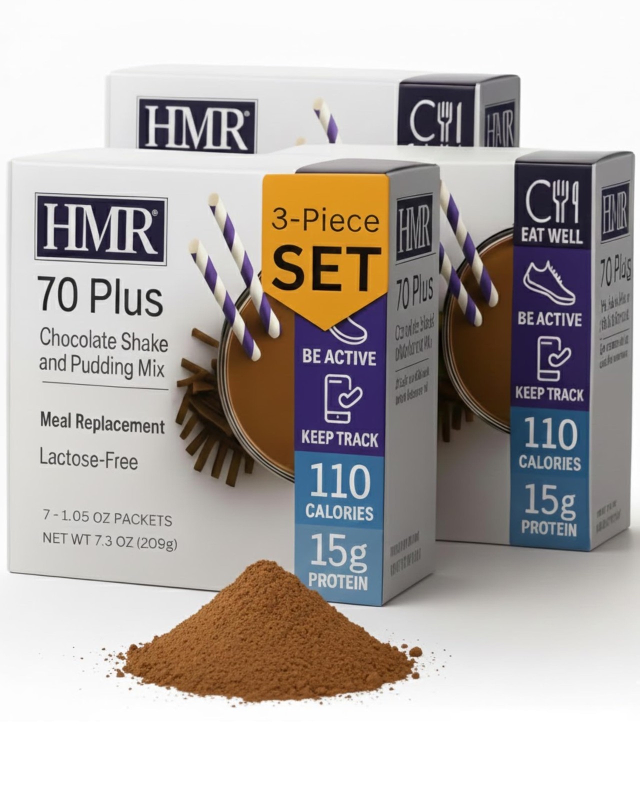 HMR 70 Plus Chocolate Shake & Pudding Mix | Meal Replacement Powder (Pack of 3)