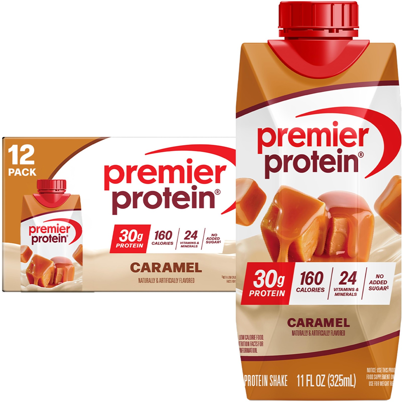 Shake Caramel 30g Protein 11 fl oz 12 Pack No Added Sugar Vitamins Minerals