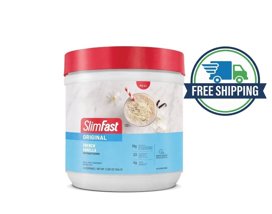 SlimFast Original French Vanilla Meal Replacement Shake Powder, 12.83 oz Tub – 1