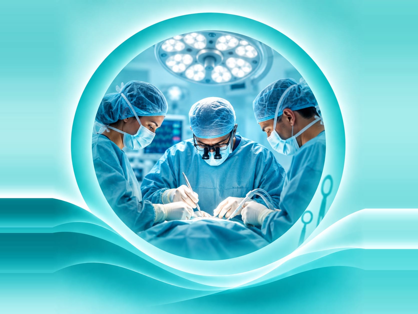 A surgical team operating in an operating room